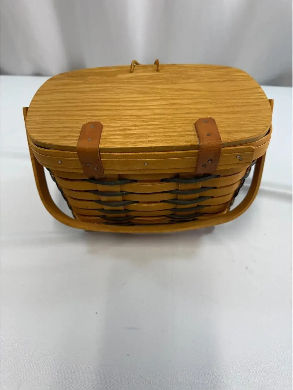 1998 Longaberger Heartland Small Purse Basket w/Hinged Lid 9.5